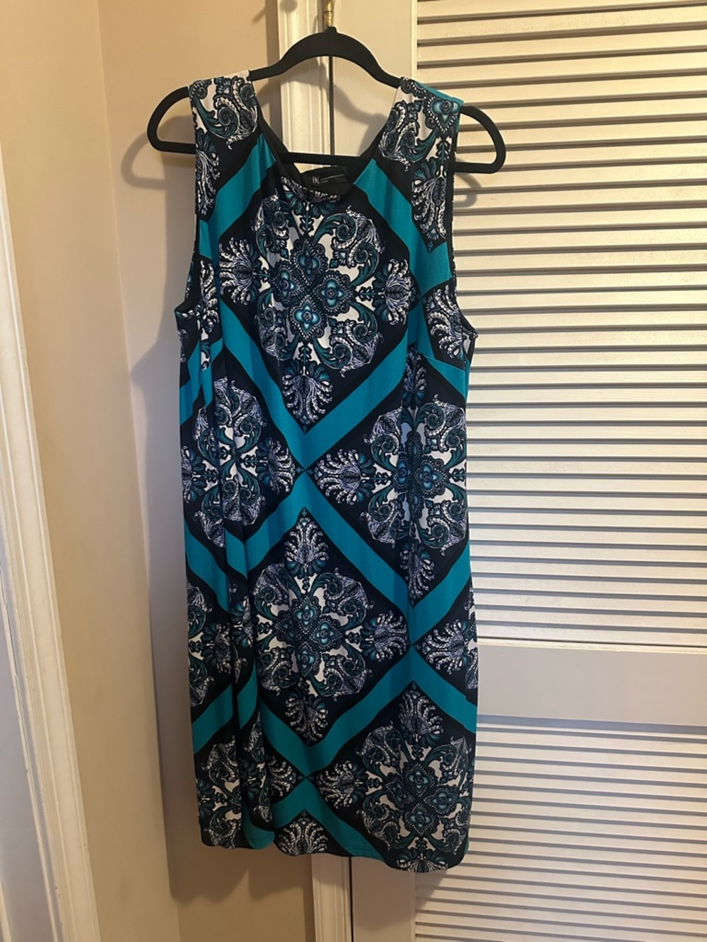 INC International Concepts Teal and Navy Sleeveless Midi Dress